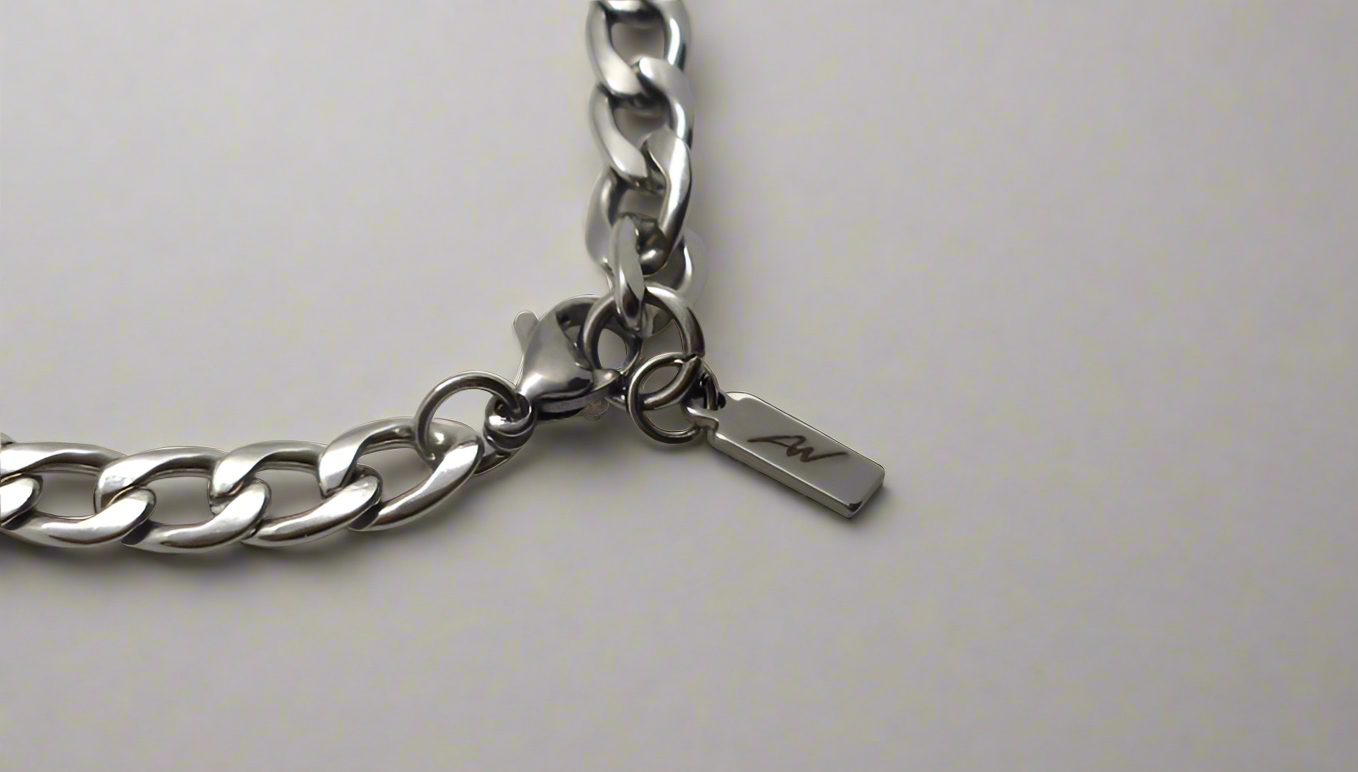 White Pearl Bracelet & Curb Chain - lobster clasp