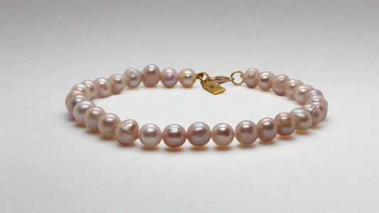 Lavender Pearl Bracelet - rose gold lobster clasp